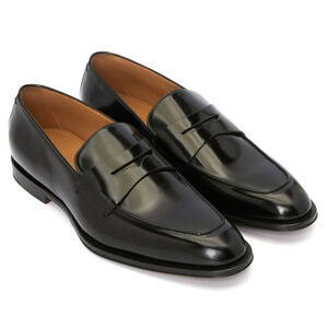 Dior Timeless Penny Loafer Black Calfskin Leather Flat Slip On Dress Shoes 45 12